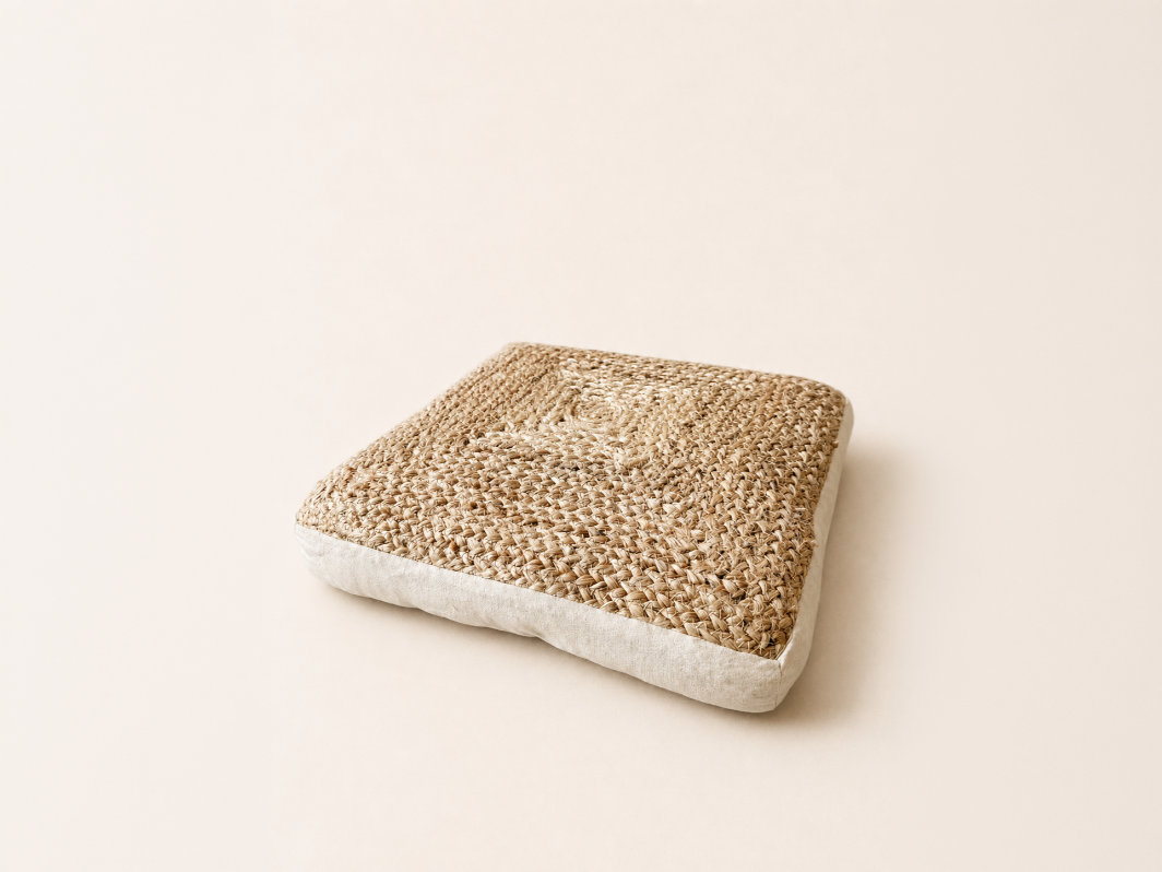 Jute grondkussens - Naturel/wit