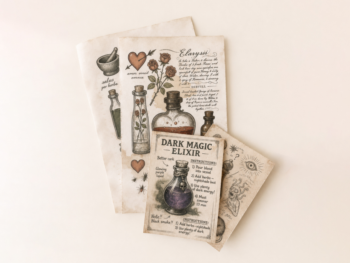 Potion recepten - Set van 5