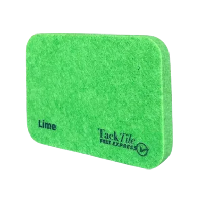 Groene viltblok met de tekst 'Lime' en het logo van TackTile Felt Express.